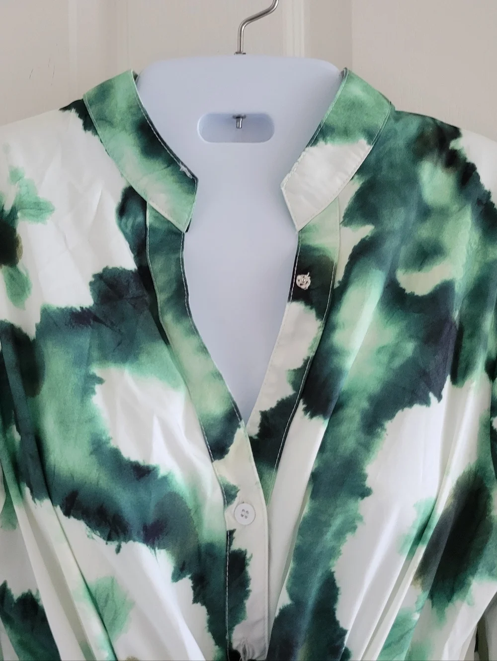 NWT Green/White Tie-Dye Floral Long Sleeve Boho Maxi Dress (SIZE S) - Picture 7 of 15